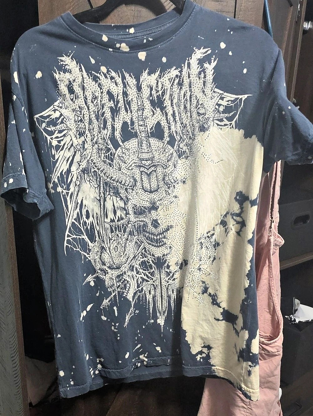 Affliction Graphic Short Sleeve Tee in Blue & Cream